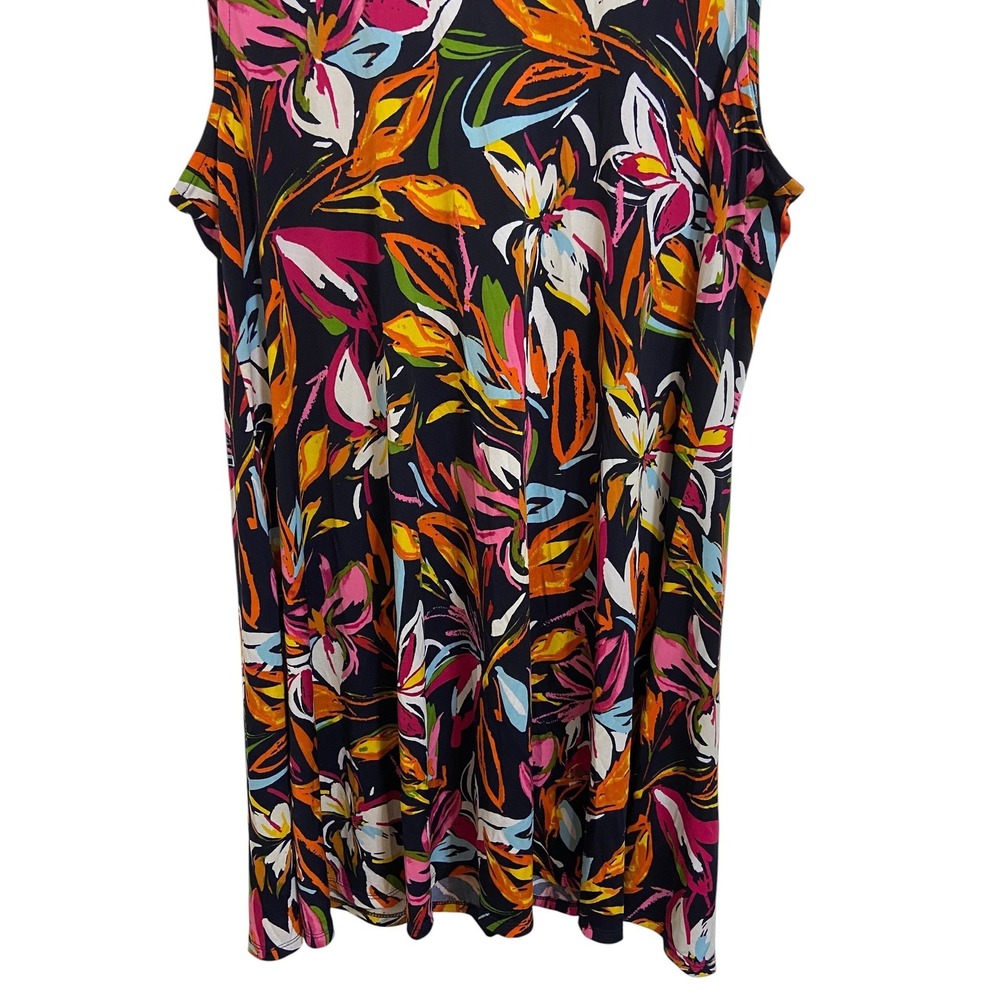 MSK Tropical Floral Sleeveless Tie Keyhole Back Shift Resortwear‎ Dress Size XL - Picture 8 of 11